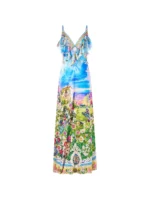 Camilla V-neck bias-cut slip dress with back frill - Image 2