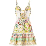 Camilla tie-front ruffle mini dress