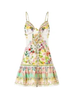 Camilla tie-front ruffle mini dress