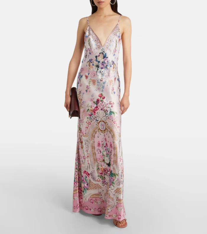 Camilla Embellished floral silk satin maxi dress - Image 2