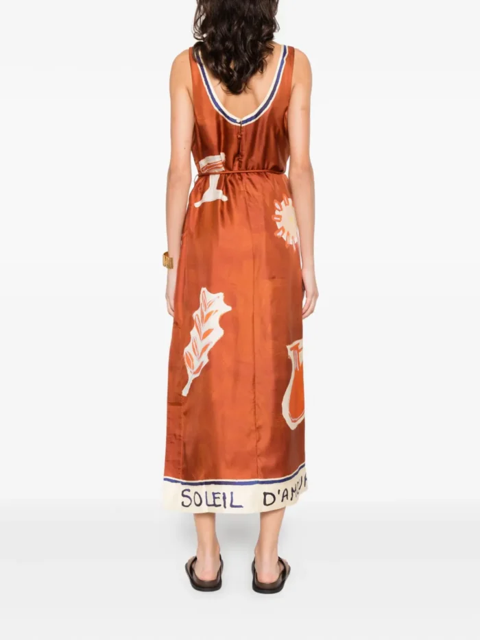 ALEMAIS Soleil D'amour graphic-print tie midi dress - Image 4