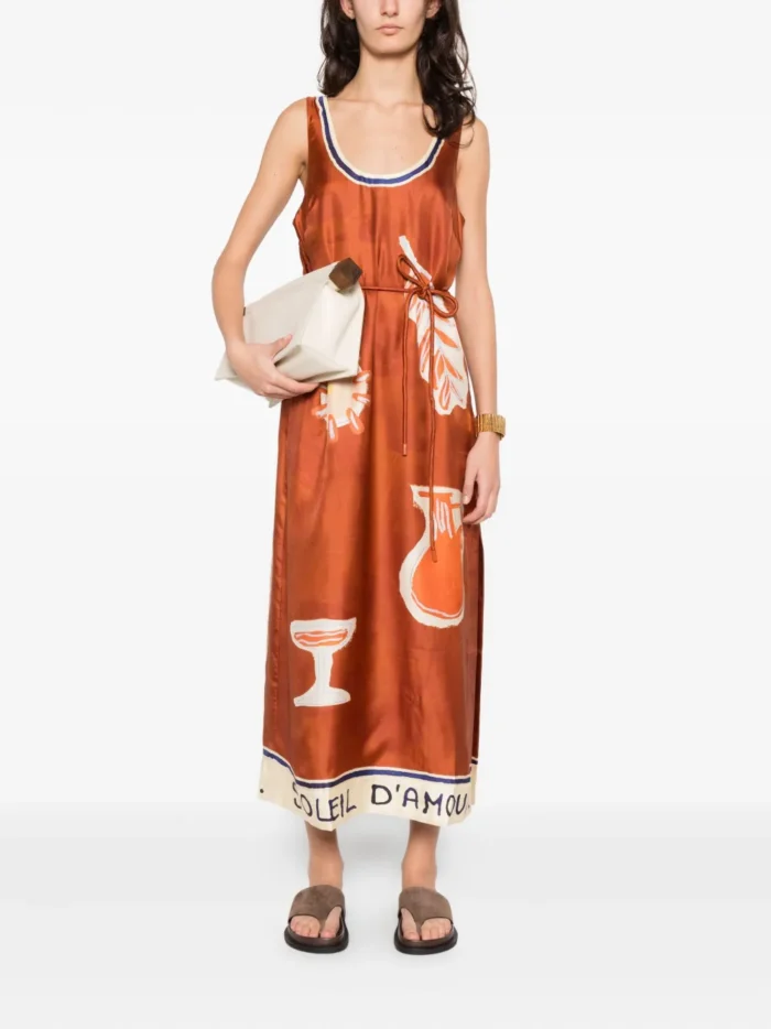 ALEMAIS Soleil D'amour graphic-print tie midi dress - Image 3