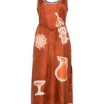 ALEMAIS Soleil D'amour graphic-print tie midi dress