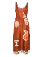 ALEMAIS Soleil D'amour graphic-print tie midi dress