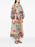 ALEMAIS patchwork tie-belt midi dress - Image 4