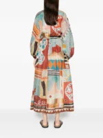 ALEMAIS patchwork tie-belt midi dress - Image 3
