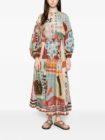 ALEMAIS patchwork tie-belt midi dress - Image 2