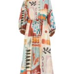 ALEMAIS patchwork tie-belt midi dress