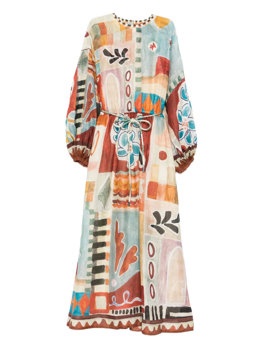 33013243_63638335_1000 ALEMAIS patchwork tie-belt midi dress - Image 1