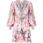 Camilla V-neck button mini dress