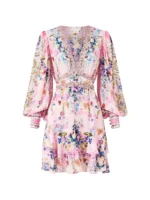 Camilla V-neck button mini dress