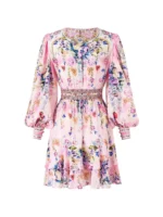 Camilla V-neck button mini dress - Image 2