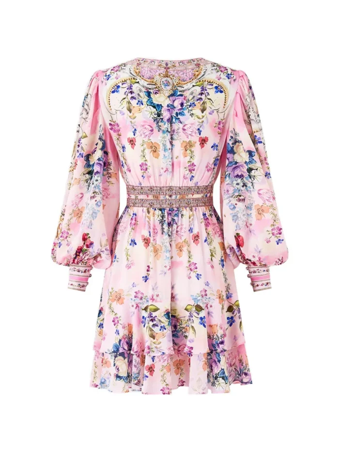Camilla V-neck button mini dress - Image 2