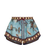 ALEMAIS drawstring-fastening bird-print shorts