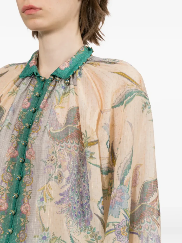 ZIMMERMANN jewel-button high-collar blouse - Image 4