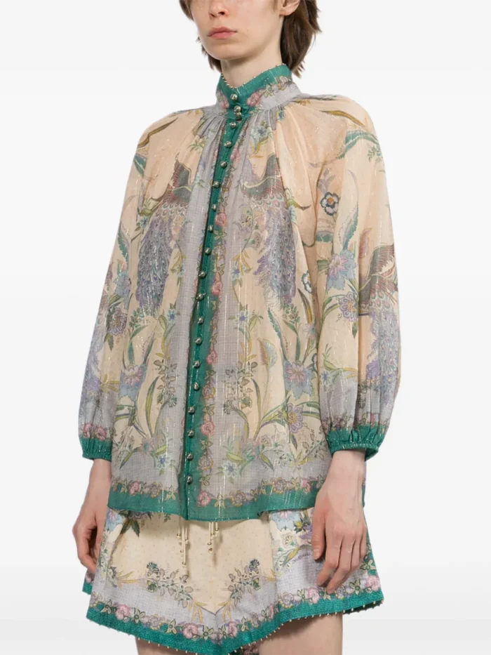 ZIMMERMANN jewel-button high-collar blouse - Image 2