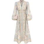 ZIMMERMANN V-neck puff-sleeve midi dress