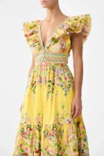 Camilla Tiered Dress With Neck Frill - Image 3