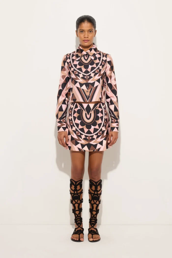 Manuba Print Silk Crop Shirt - Image 2