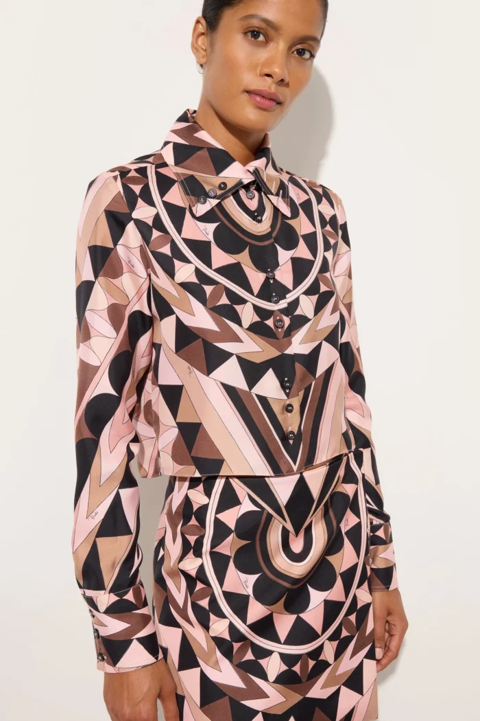 Manuba Print Silk Crop Shirt - Image 5