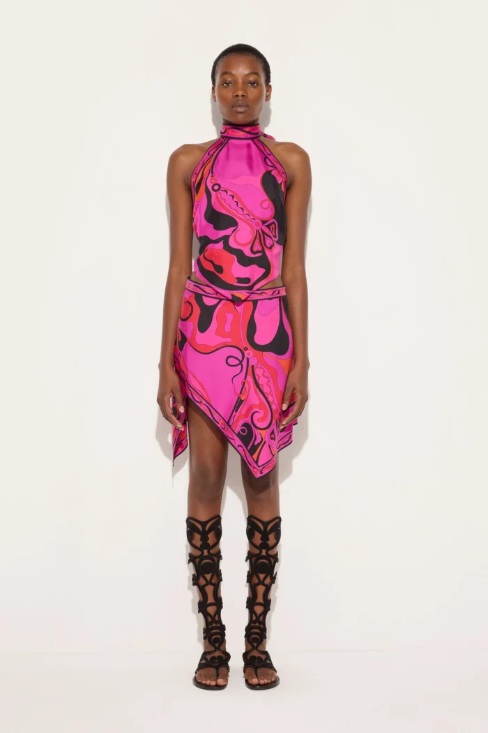 Orchidee Print Silk Scarf Skirt - Image 2