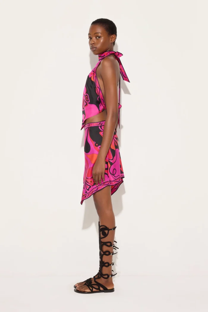 Orchidee Print Silk Scarf Skirt - Image 3