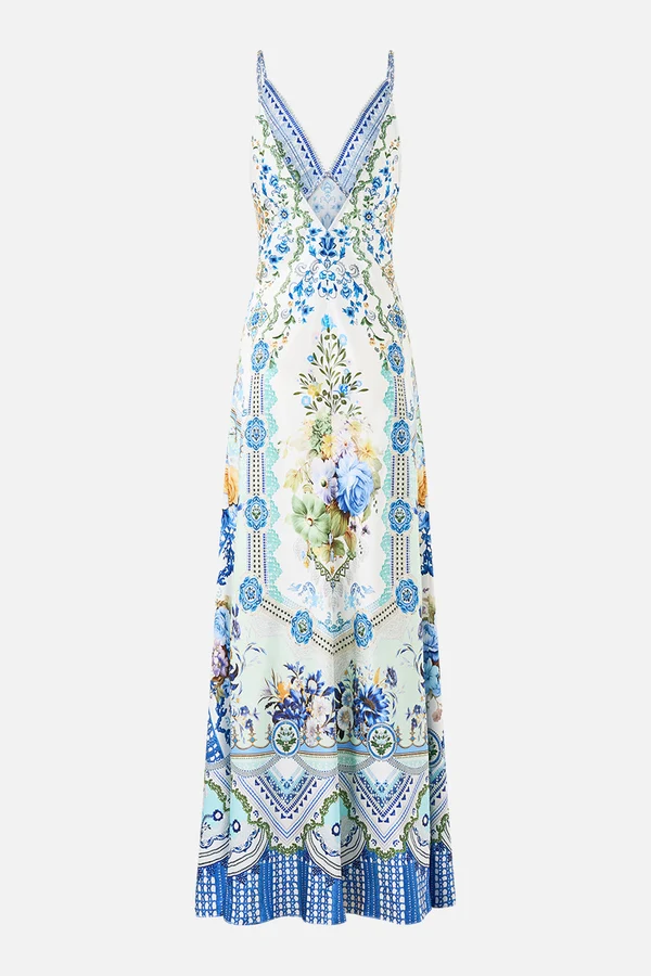 V Neck Full Length Bias Slip Dress My Homespun Heart - Image 2