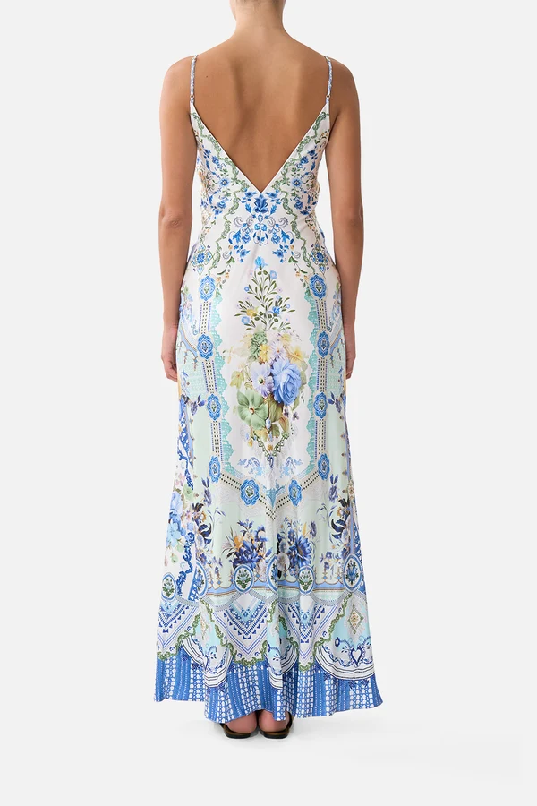 V Neck Full Length Bias Slip Dress My Homespun Heart - Image 5