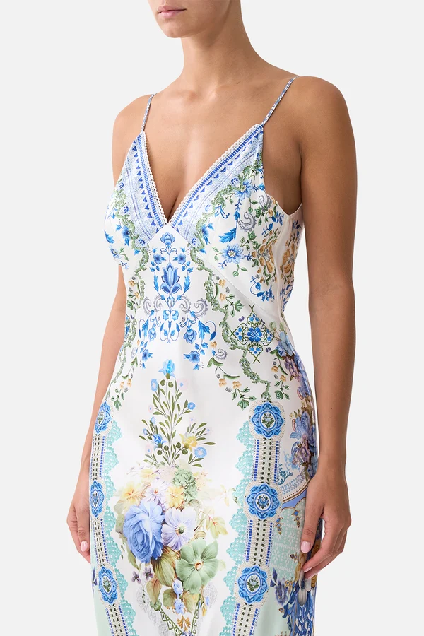 V Neck Full Length Bias Slip Dress My Homespun Heart - Image 6