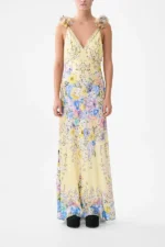 Bias-Cut Slip Dress with V-Neckline and Ruffle Back - Image 3