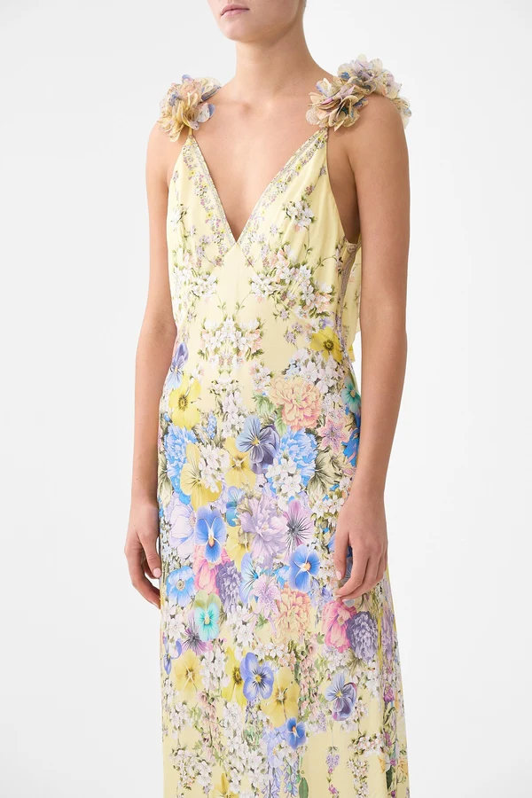 Bias-Cut Slip Dress with V-Neckline and Ruffle Back - Image 6