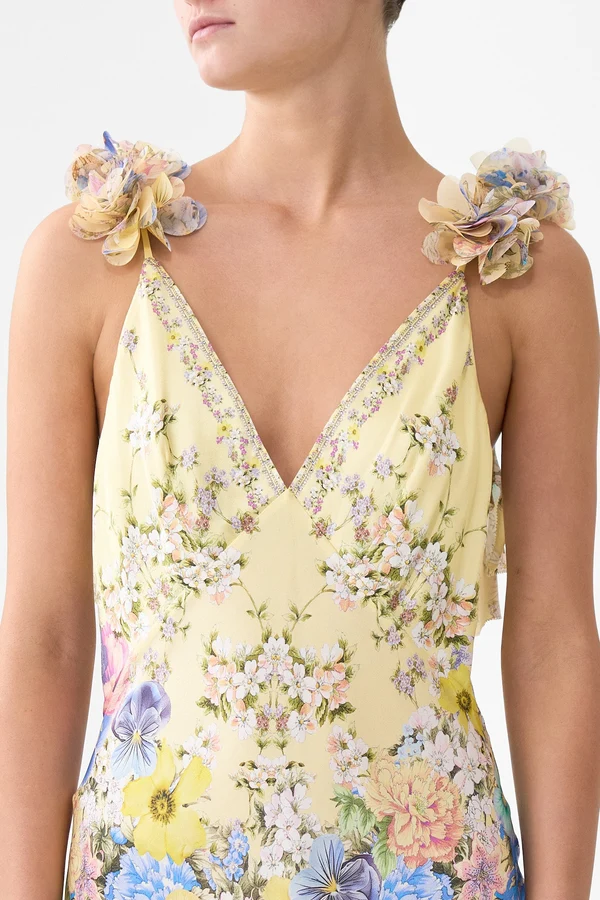 Bias-Cut Slip Dress with V-Neckline and Ruffle Back - Image 7