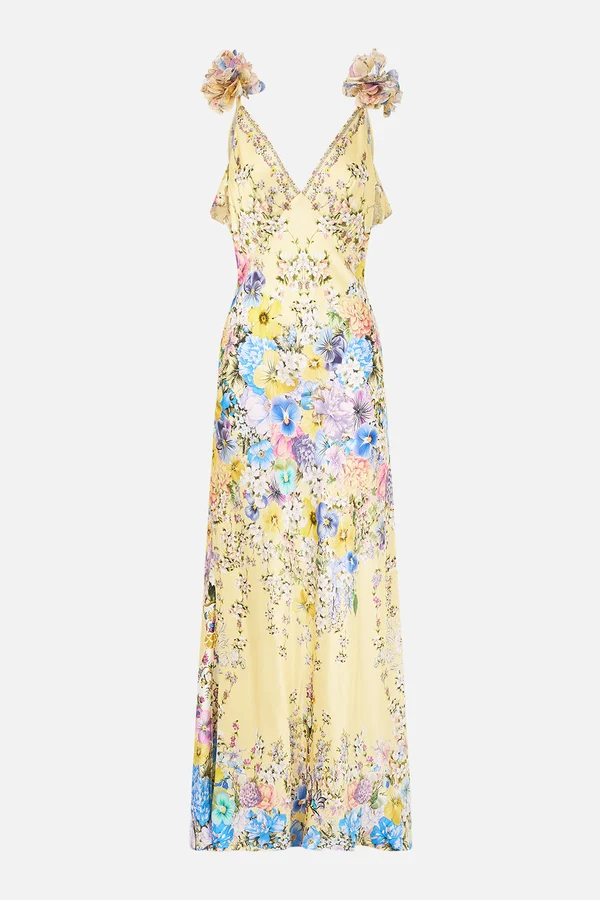 Bias-Cut Slip Dress with V-Neckline and Ruffle Back - Image 1
