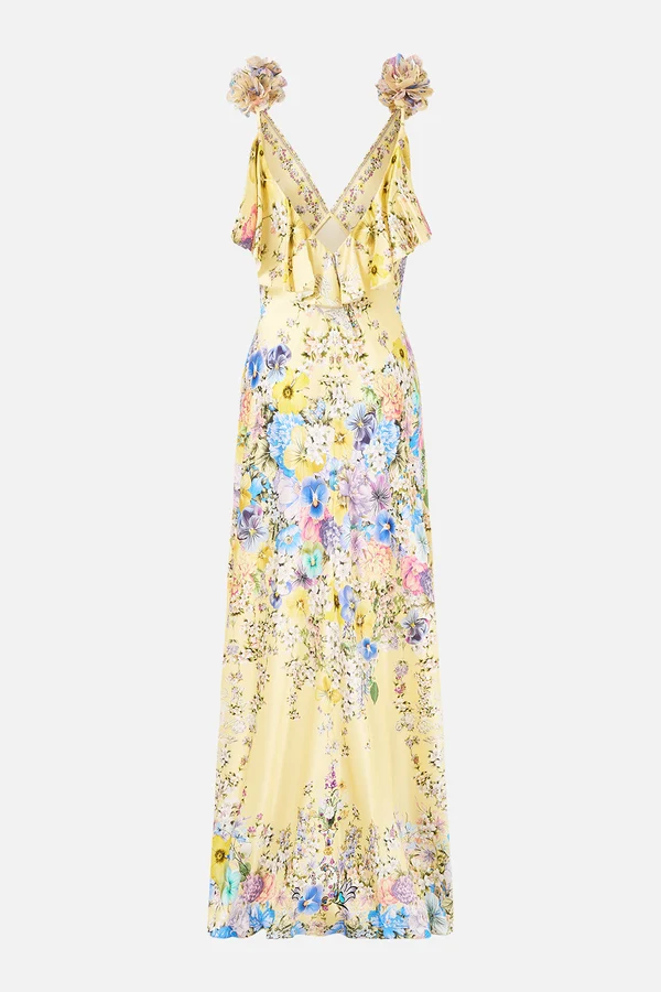 Bias-Cut Slip Dress with V-Neckline and Ruffle Back - Image 2
