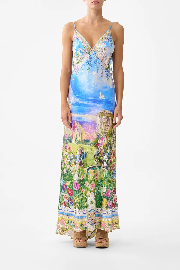 V Neck Bias Slip Dress With Back Frill Navàs Nouveau - Image 3