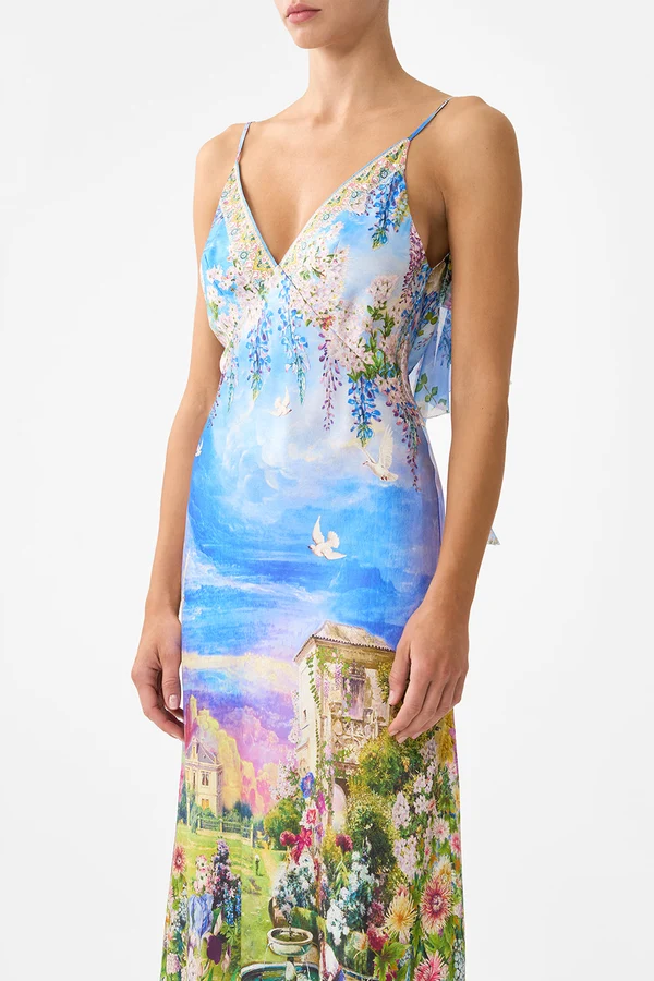 V Neck Bias Slip Dress With Back Frill Navàs Nouveau - Image 6