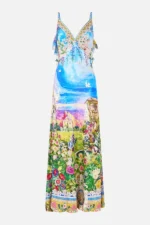 V Neck Bias Slip Dress With Back Frill Navàs Nouveau