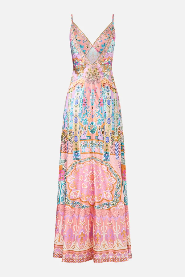 V Neck Full Length Bias Slip Dress Howdy Gaudi - Image 2
