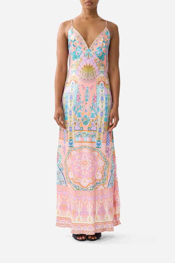 V Neck Full Length Bias Slip Dress Howdy Gaudi - Image 3