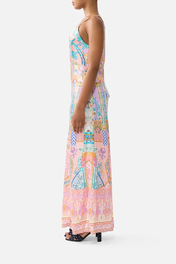 V Neck Full Length Bias Slip Dress Howdy Gaudi - Image 4