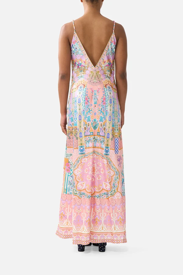 V Neck Full Length Bias Slip Dress Howdy Gaudi - Image 5