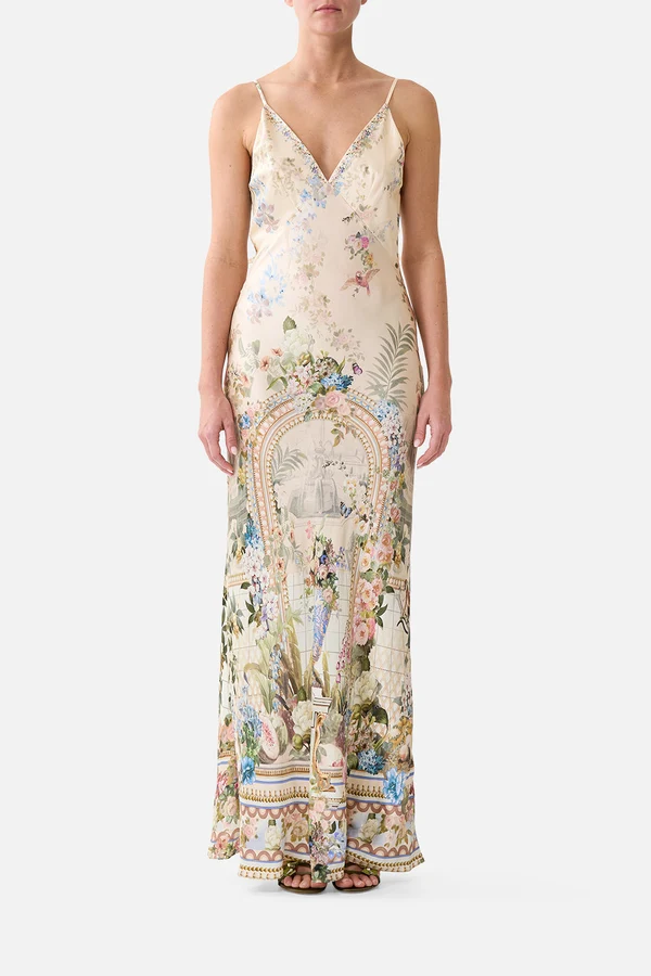 V Neck Full Length Bias Slip Dress Midsummer Masterpiece - Image 4