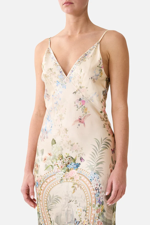 V Neck Full Length Bias Slip Dress Midsummer Masterpiece - Image 7